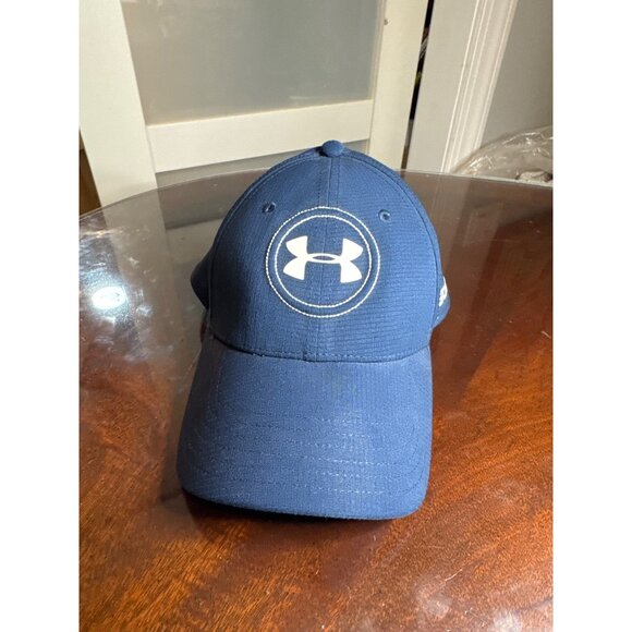 Under Armour Golf Hat Navy Blue SM/MD Adjustable Fit Mens Polyester Blend  60-11 - Picture 1 of 5